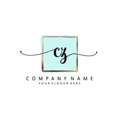 CZ Initial handwriting logo template vector

