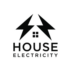 simple electric house logo vector, black color on white background.Eps 10