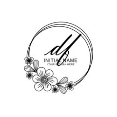 DF Initial handwriting logo template vector
