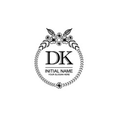 DK Initial handwriting logo template vector
