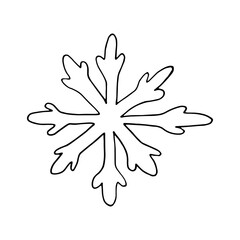 snowflake icon, sticker, decor, scrapbook. sketch hand drawn doodle. vector scandinavian monochrome minimalism. winter decor, christmas.