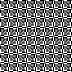 Vector seamless pattern. Decorative element, design template with striped black and white diagonal inclined lines. Background, texture with optical illusion effect. Moving tiles in op art style