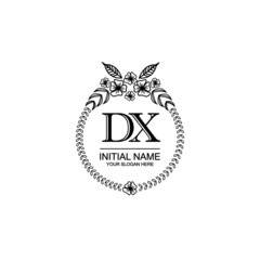 DX Initial handwriting logo template vector
