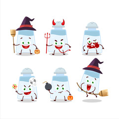Halloween expression emoticons with cartoon character of salt shaker