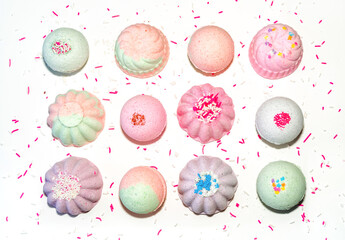 Fun colors and shapes of bath bombs