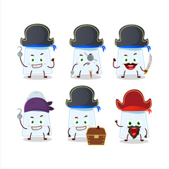 Cartoon character of salt shaker with various pirates emoticons