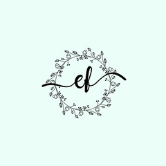 EF Initial handwriting logo template vector
