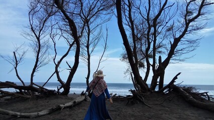 Fototapeta premium Beautiful Goa Cemara Beach in Yogyakarta