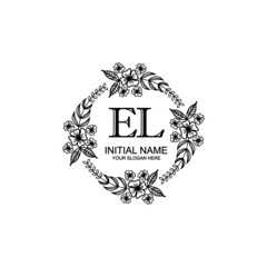 EL Initial handwriting logo template vector
