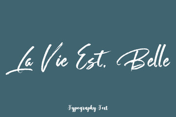 La Vie Est. Bell Handwriting Text  Phrase On Dork Gray Background