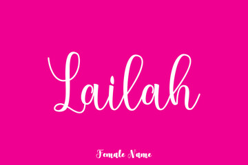 Lailah-Female Name Handwritten Text On Pink Background