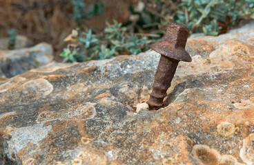 Climbing bolt in the rock