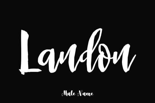Landon -Male Name Bold Calligraphy Text on Black Background