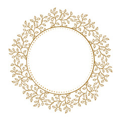 Vector round dotted frame with floral decoration