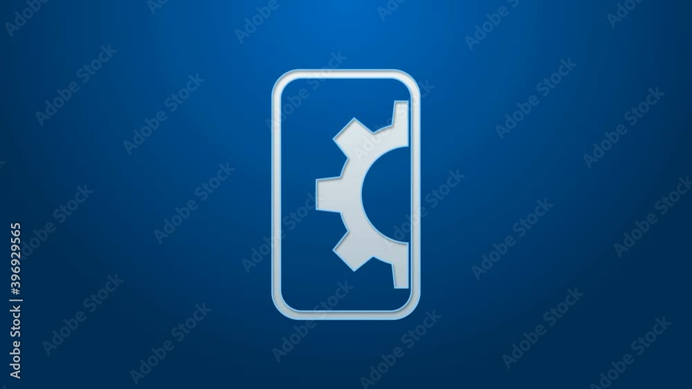 Wall mural white line software, web development, programming concept icon isolated on blue background. programm