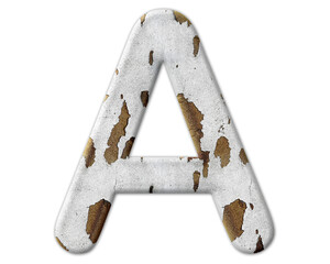 a letter logo, Alphabet vintage Rusty peeled Abc, 3d illustration	