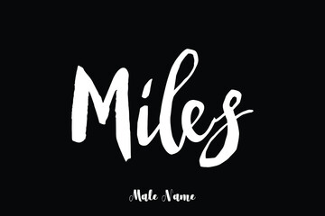 Miles Male Name Bold Calligraphy Text on Black Background
