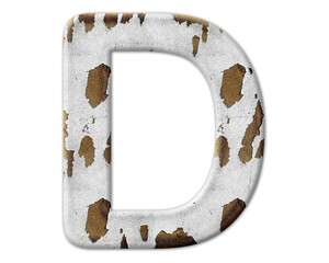 d letter logo, Alphabet vintage Rusty peeled Abc, 3d illustration	