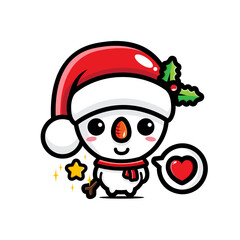 cute snowman character wearing santa costume