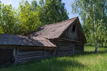 Barn in abandoned village of Chernobyl zone