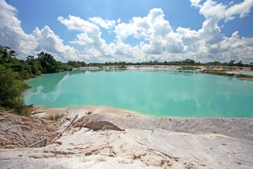 Kaolin lake near Tanjung Pandan on Belitung Island, Indonesia.