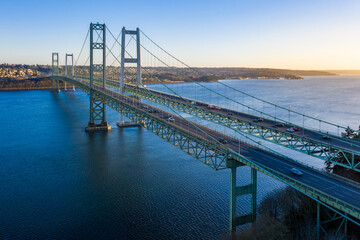 Fototapeta na wymiar Tacoma Narrows Bridge in Washington State taken from the Gig Harbor