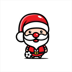 cute santa claus character playing football