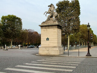 The beginning of the famous Champs Elysees in Paris