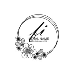 FI Initial handwriting logo template vector
