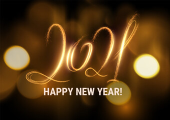 Stylish 2021 New Year vector winter holidays background with sparkling numbers.