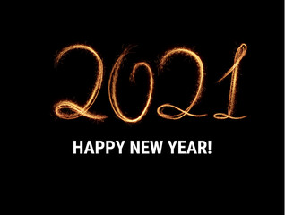 Stylish 2021 New Year vector winter holidays background with sparkling numbers.