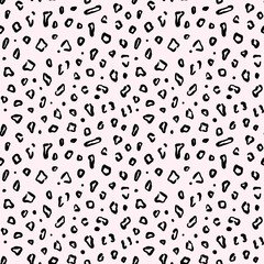 Seamless hand drawn ink pattern. Creative endless background with blots. Abstract striped texture with bold monochrome lines
