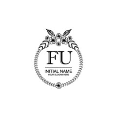 FU Initial handwriting logo template vector

