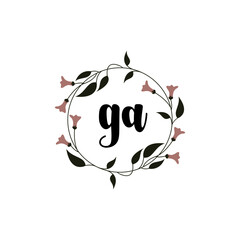 GA Initial handwriting logo template vector
