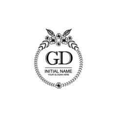 GD Initial handwriting logo template vector
