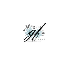 GF Initial handwriting logo template vector
