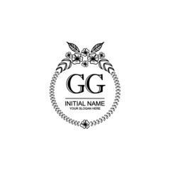 GG Initial handwriting logo template vector
