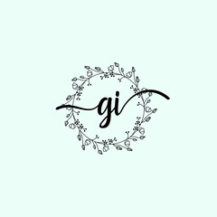 GI Initial handwriting logo template vector
