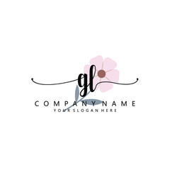 GL Initial handwriting logo template vector
