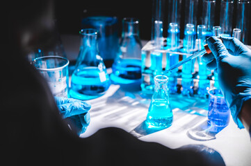 Health care researchers working in medicals science technology research in laboratory, medical research lab or science laboratory, Health care researchers working in life science laboratory