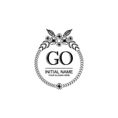 GO Initial handwriting logo template vector
