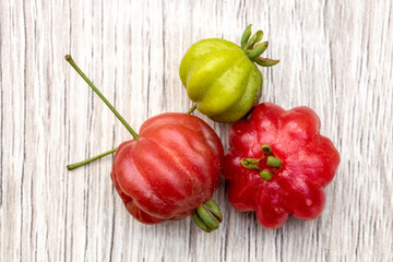 fruit pitanga (Eugenia uniflora) in wooden background