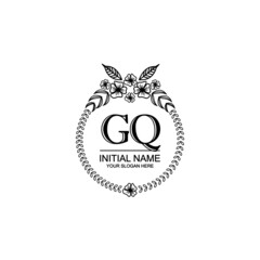 GQ Initial handwriting logo template vector
