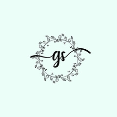 GS Initial handwriting logo template vector
