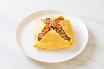 egg wrap or stuffed egg with minced pork and vegetable