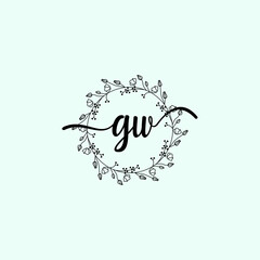 GW Initial handwriting logo template vector
