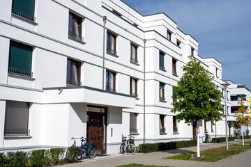 Fototapeta na wymiar Modern multi-family apartment house seen in Berlin