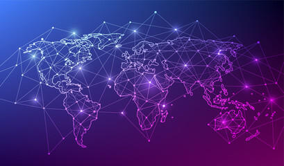 Global network connection. World map point and line composition concept of global business. Vector Illustration