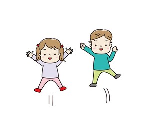 ジャンプしている子供たち　