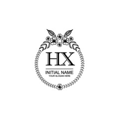 HX Initial handwriting logo template vector
